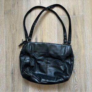 Vintage 90's Genuine Leather Black Patchwork Shoulder Bag Tote Bag